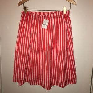 JCrew Red and White striped skirt NWT